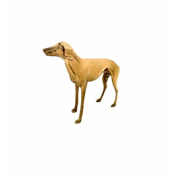 Dog Figurine Whippet Greyhound Standing Statue Vintage Laquard Brass Decor - Picture 1 of 7